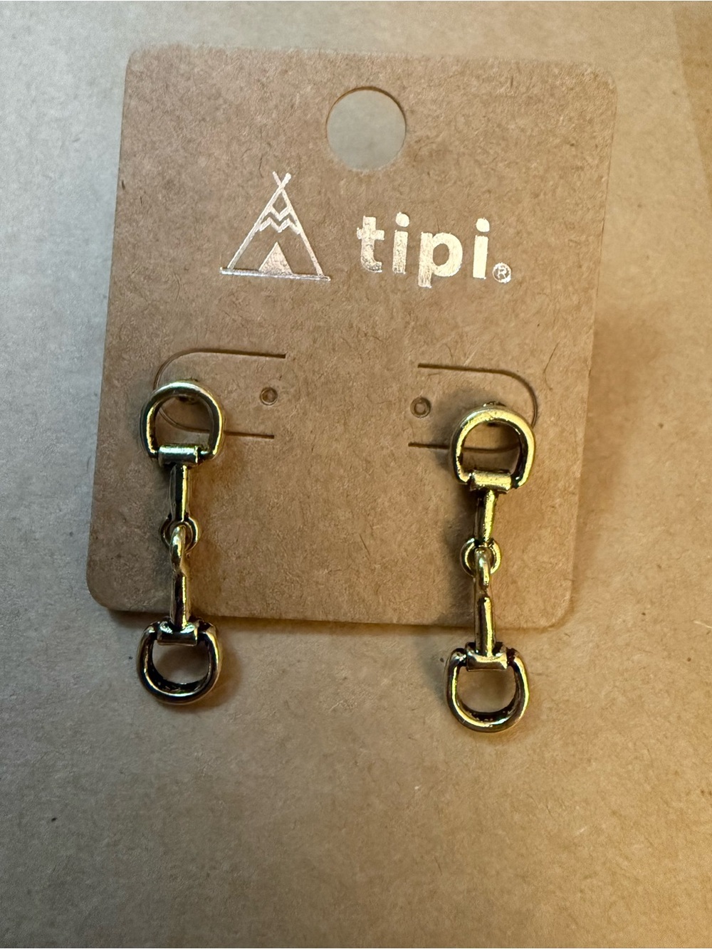 TIPI: Tipi Gold Tone Horse-Bit Equestrian Drop Earrings